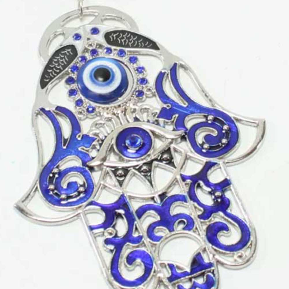 Turkish Blue Evil Eye 3" Hamsa Hand Amulet Wall Hanging Protection Decor
