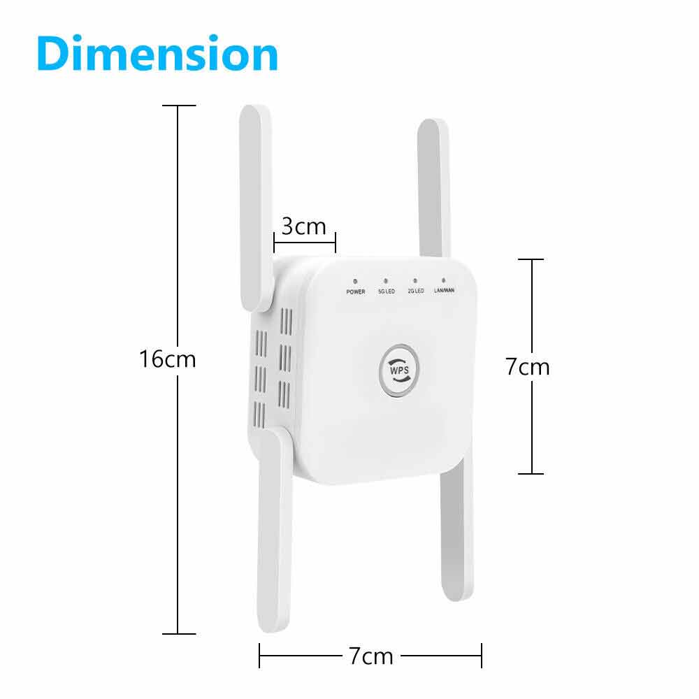 1200Mbps Dual Band WiFi Extender Wireless Network Repeater Signal Range Booster