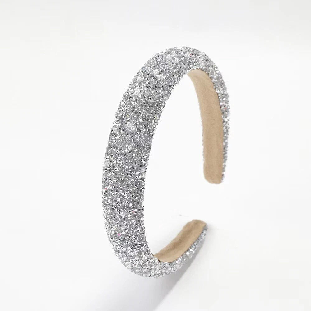 Bling Crystal Pearl Headband - Elegant Sparkly Hair Accessory for Women & Girls