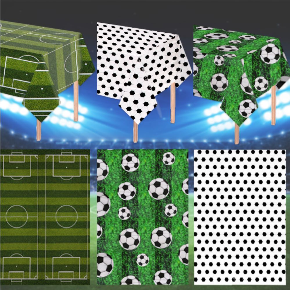 Soccer Theme Disposable Tablecloth Set of 2 – Party Background Cover, PE Plastic