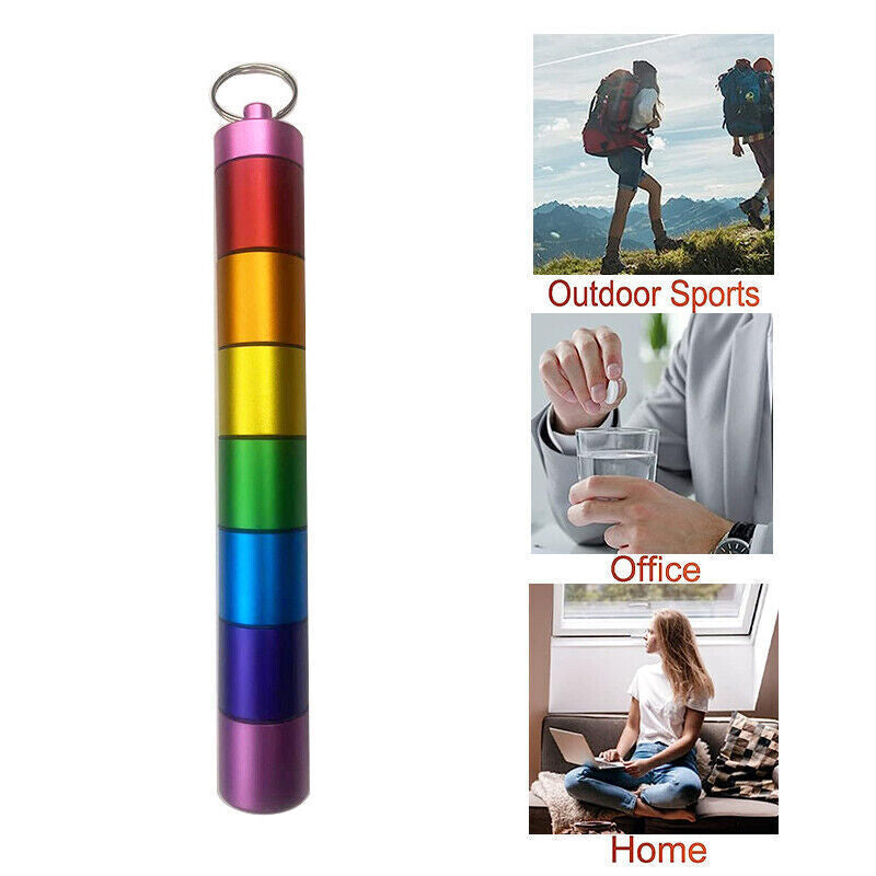 7-Day Pill Box – Waterproof Aluminium Medicine Storage Container with Keychain