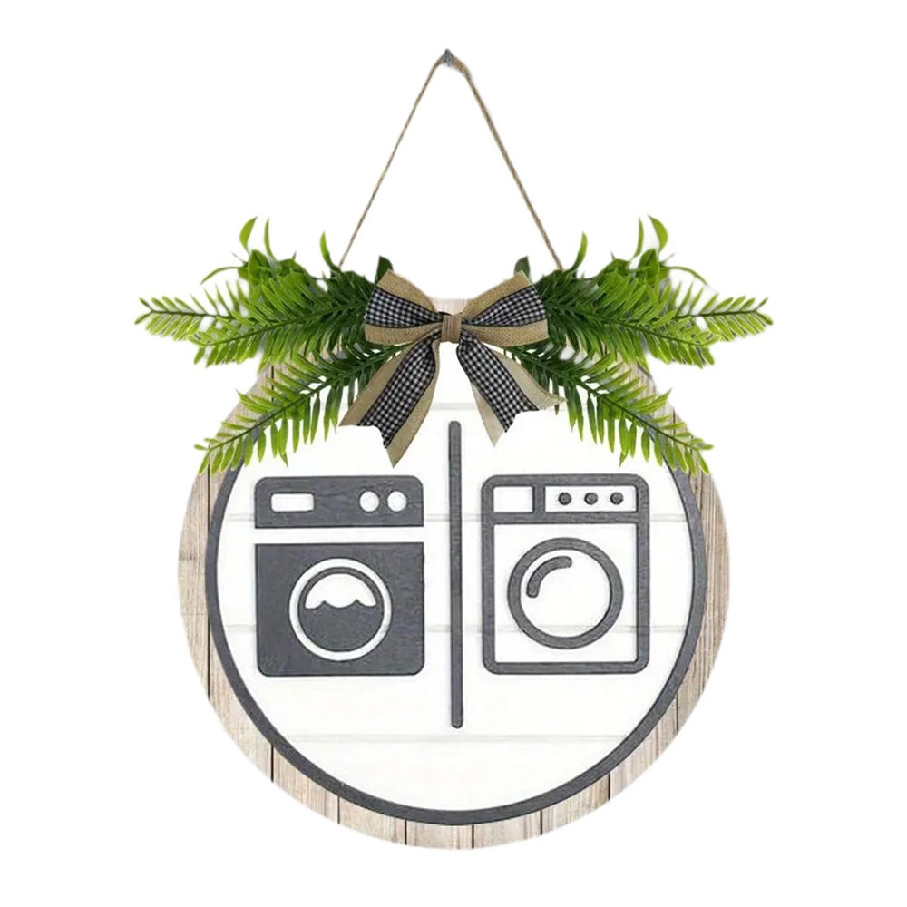 Wooden Laundry Room Sign – Wall Decor Washing Machine Sign for Bathroom Wall