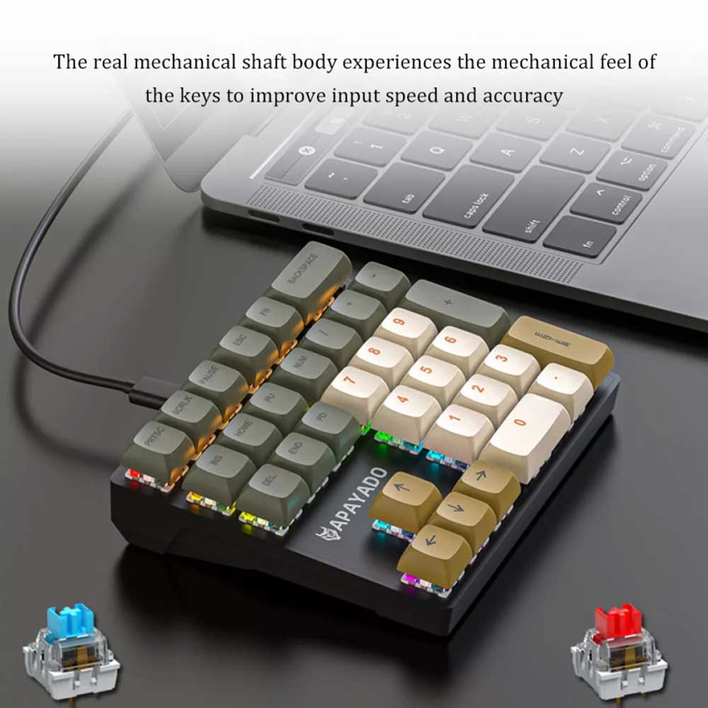 RGB K33 External Mini Keyboard 33 Key Left-Hand PBT Keycap Plug & Play Keypad