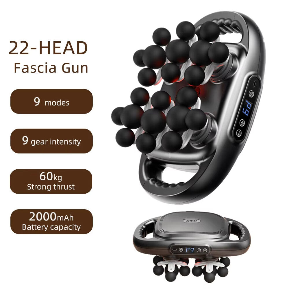 22-Head Fascia Gun High-Frequency Vibration Body Massage Gun Muscle Massager AU