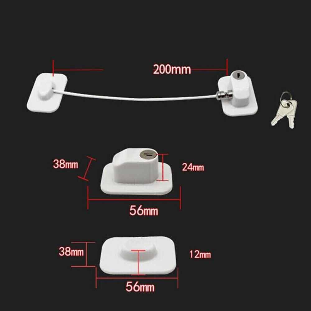 Refrigerator Fridge Lock with 2 Keys Child Safety Childproof Lock for Cabinet Drawers Door Window