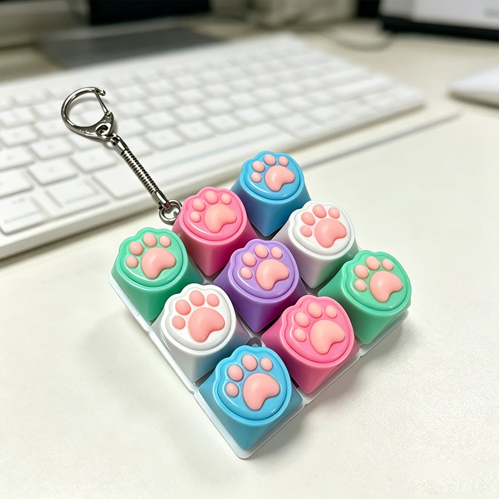 9-Key Keyboard Clicker Toy – Clicky Fidget Keychain for Stress Relief & Focus