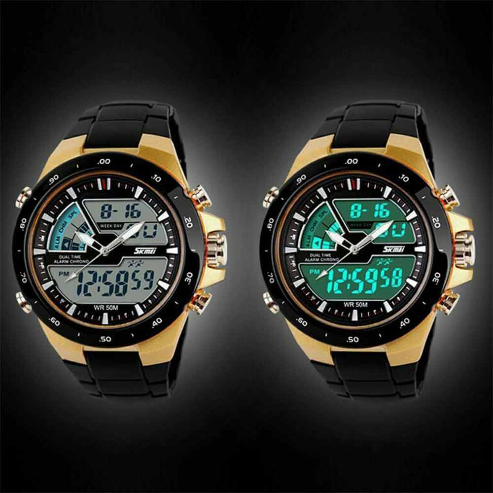 Chronograph Men Sport Wrist Watch Digital Big Dial Date Analog Military