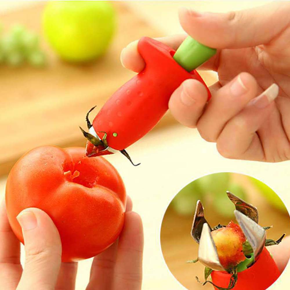 Strawberry Slicer & Corer Tool - Huller Fruit Leaf Stem Remover