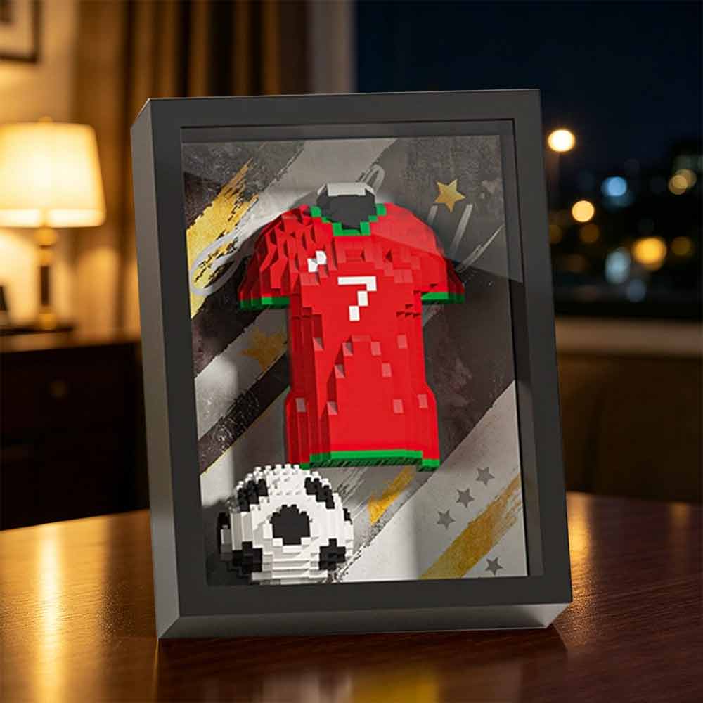 Football Jersey Brick Art Frame – 3D Block Display, Wall Desk Fan Gift