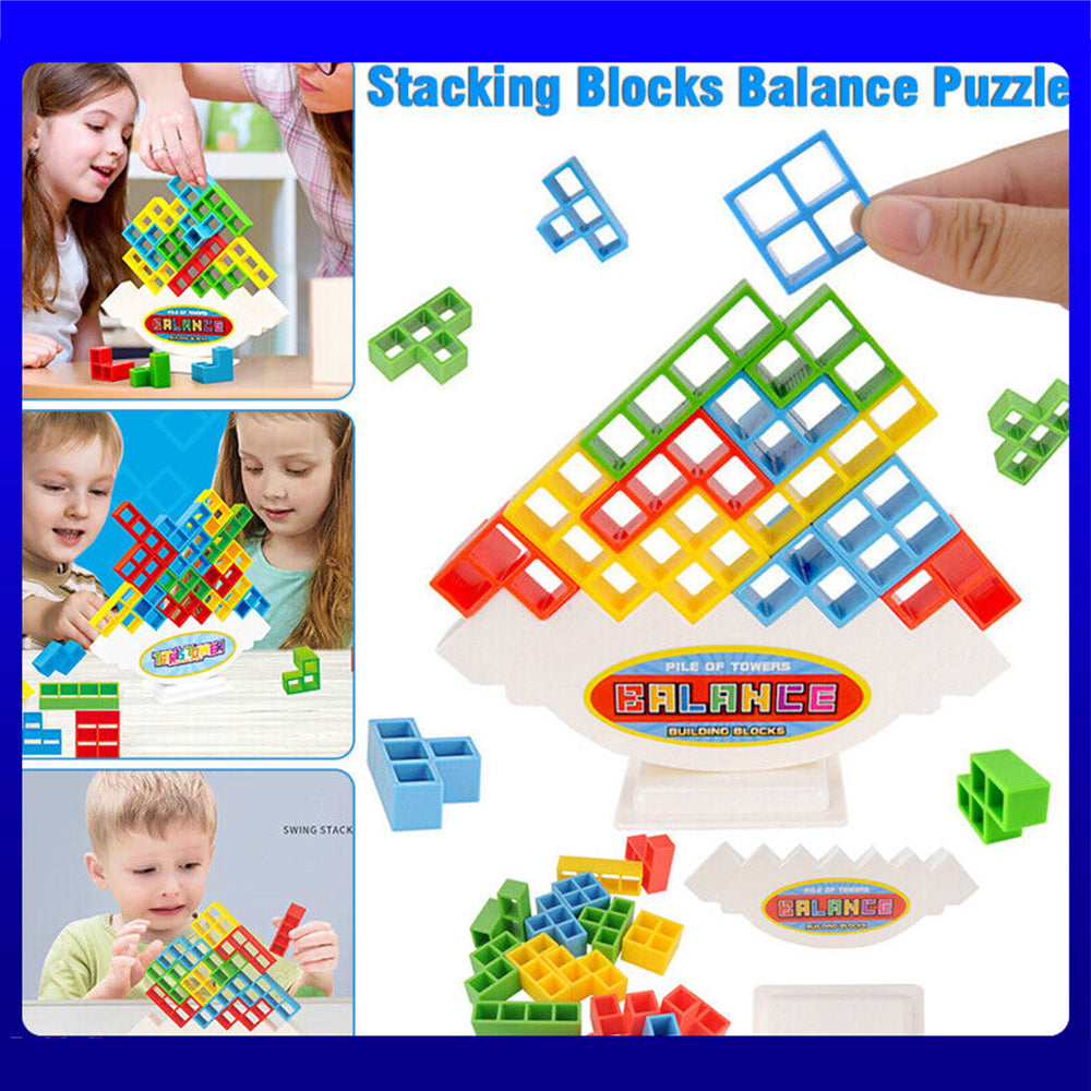 16PCS W/ holder Tetra Tower Game Stacking Blocks Balance Puzzle Assembly Bricks gift