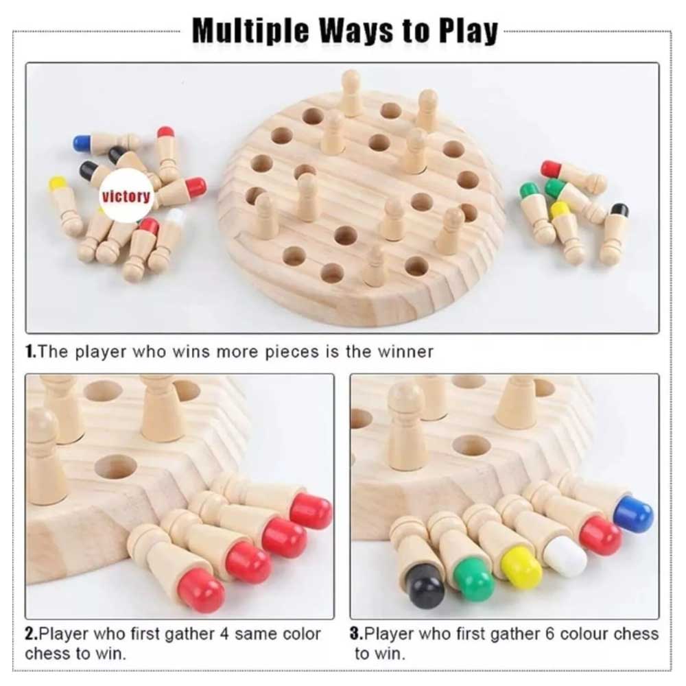 Colour Game Board Puzzle Wooden Memory Match Stick ChessMontessori Edu for Kids