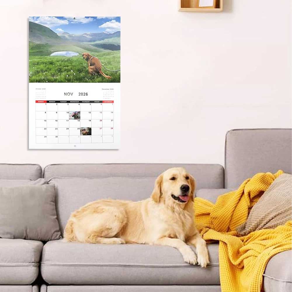 2026 Dog Pooping Calendar - Funny Dogs in Beautiful Places Wall Calendar