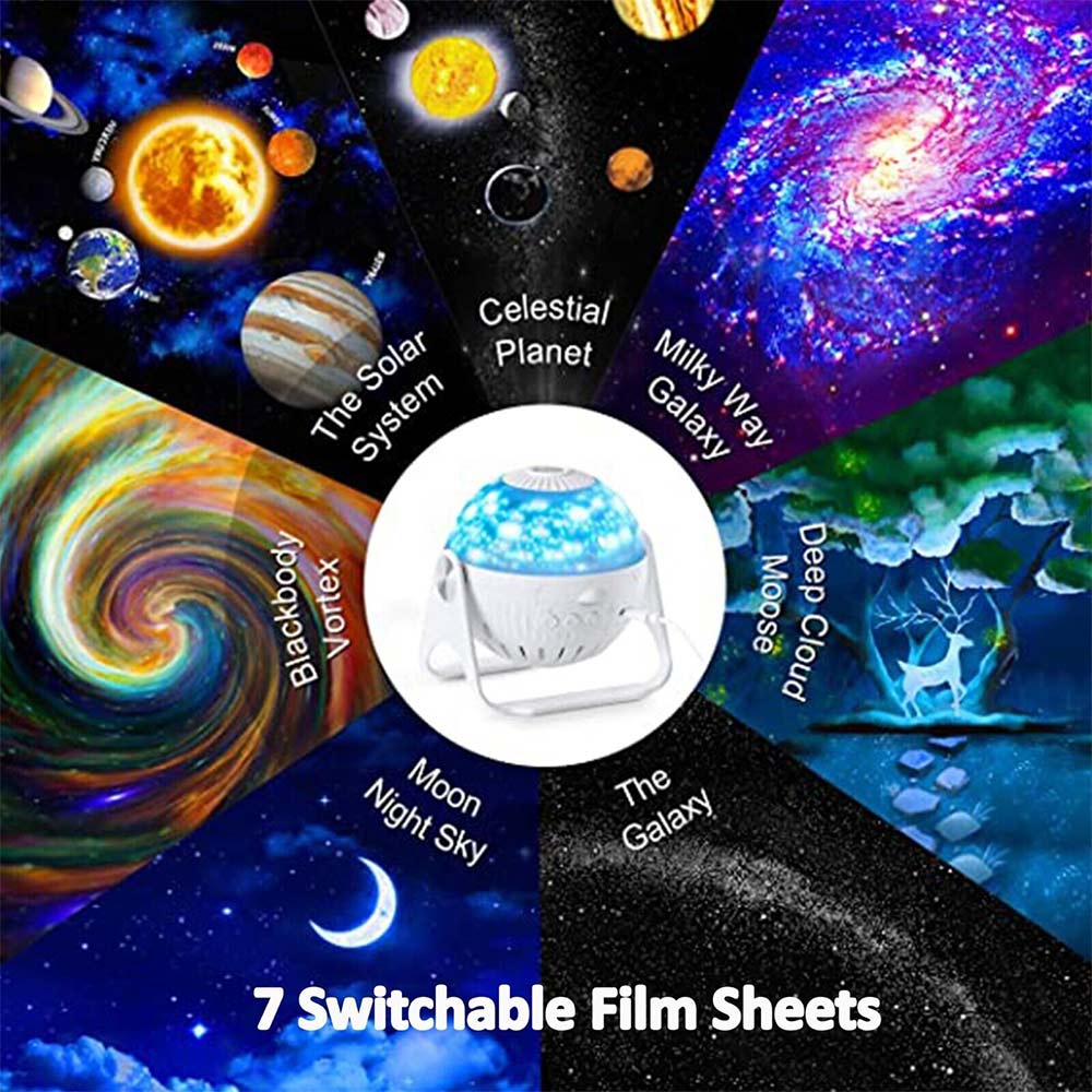 7in1 HD Galaxy Planetarium Projector Night Light with Nebula Moon Planets Aurora