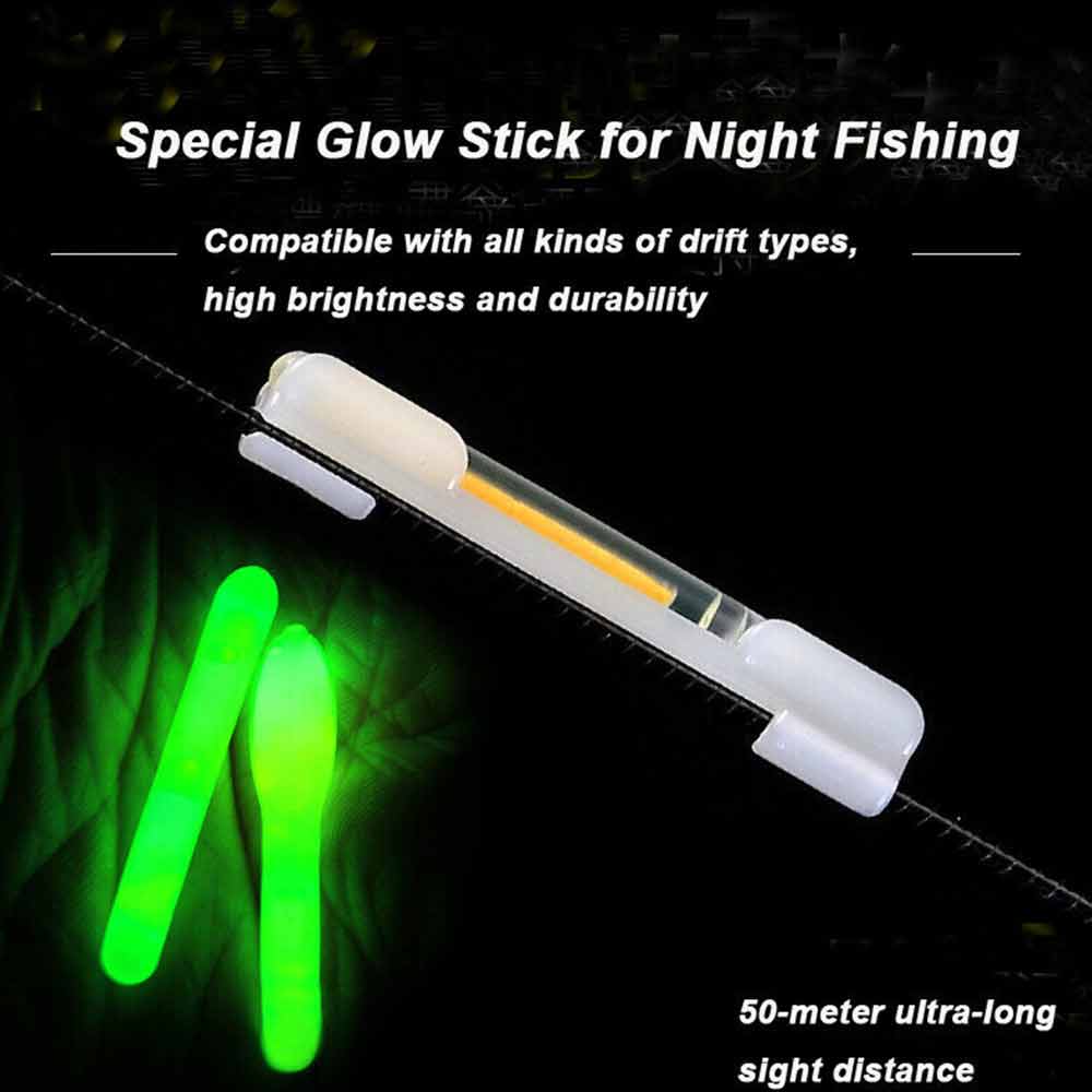50PCS Fishing Glow Light Sticks Luminous Clip on Bend Fluorescent Rod Tackle