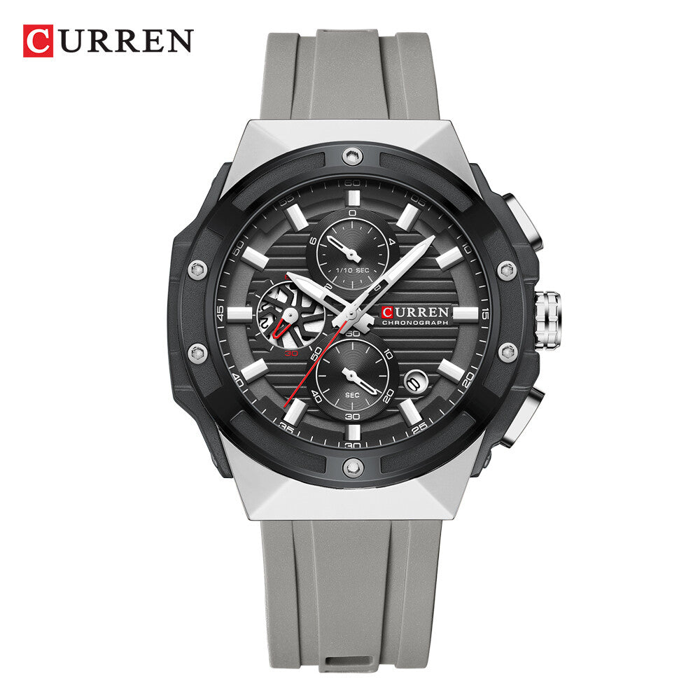 Men's Military Sport Watch – Multifunction Chronograph Calendar Silicone Strap