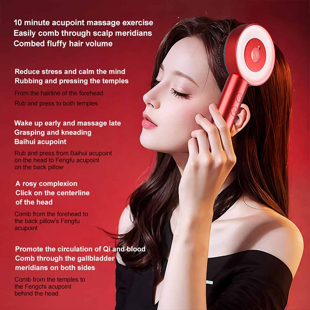 Massage Scalp Hair Comb Red Light Therapy Massage Brush Hair Growth Comb Massager