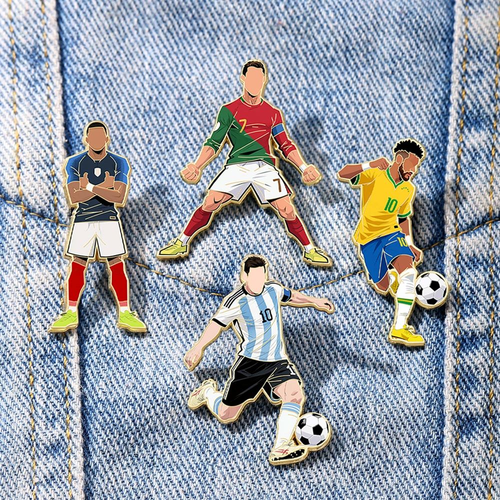 4-Piece 2026 World Cup Football Star Pin Badge – Fan Backpack Accessory Set