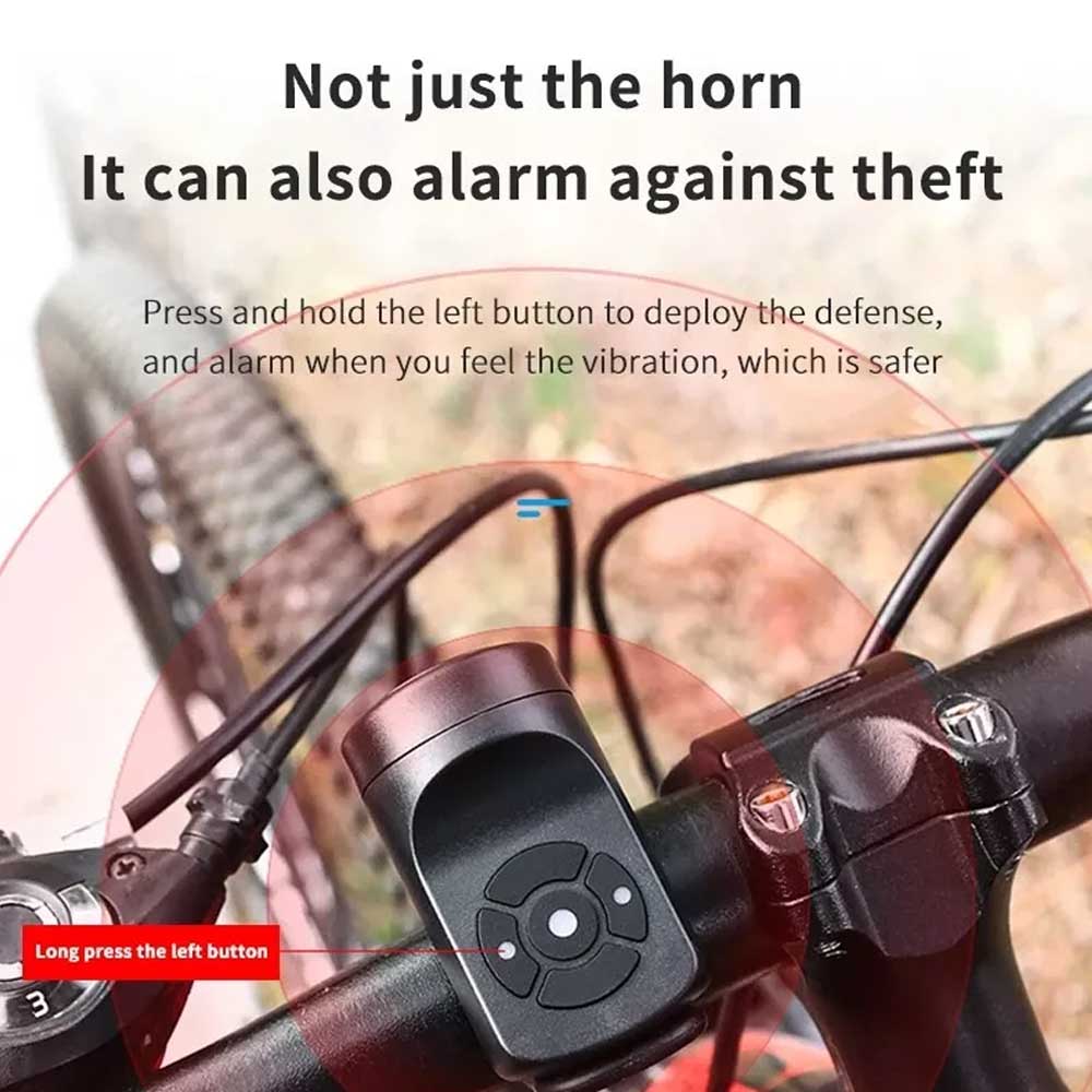 USB Chargeable Horn MTB 140dB Bicycle Bell Electric Horn 4 Mode Anti-theft Alarm
