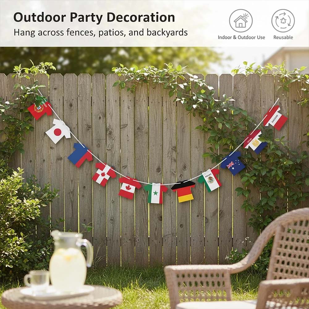 2026 World Cup Football Bunting Banner – 48pcs Jersey Shape Flag Decoration Set