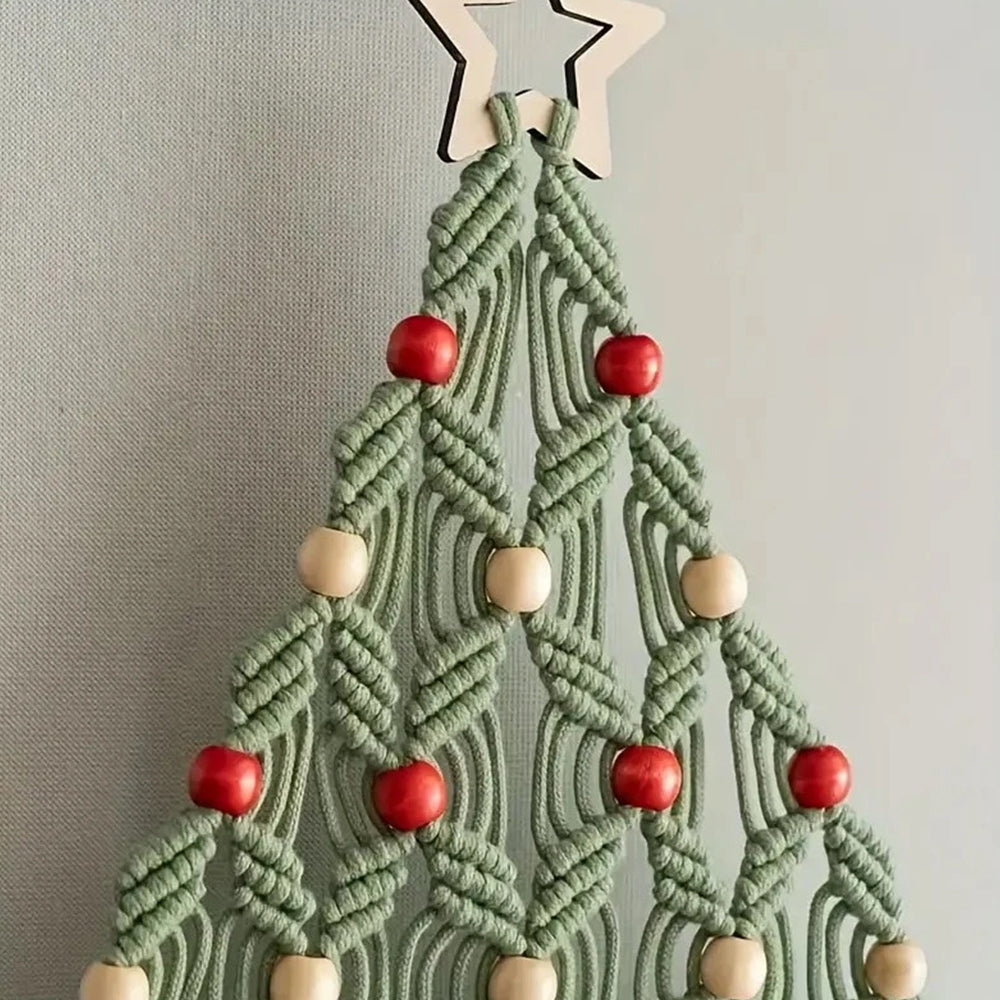 2-Pack Knitted Christmas Tree DIY Kit – Macrame Wall Hanging Decor for Festive Home Crafting