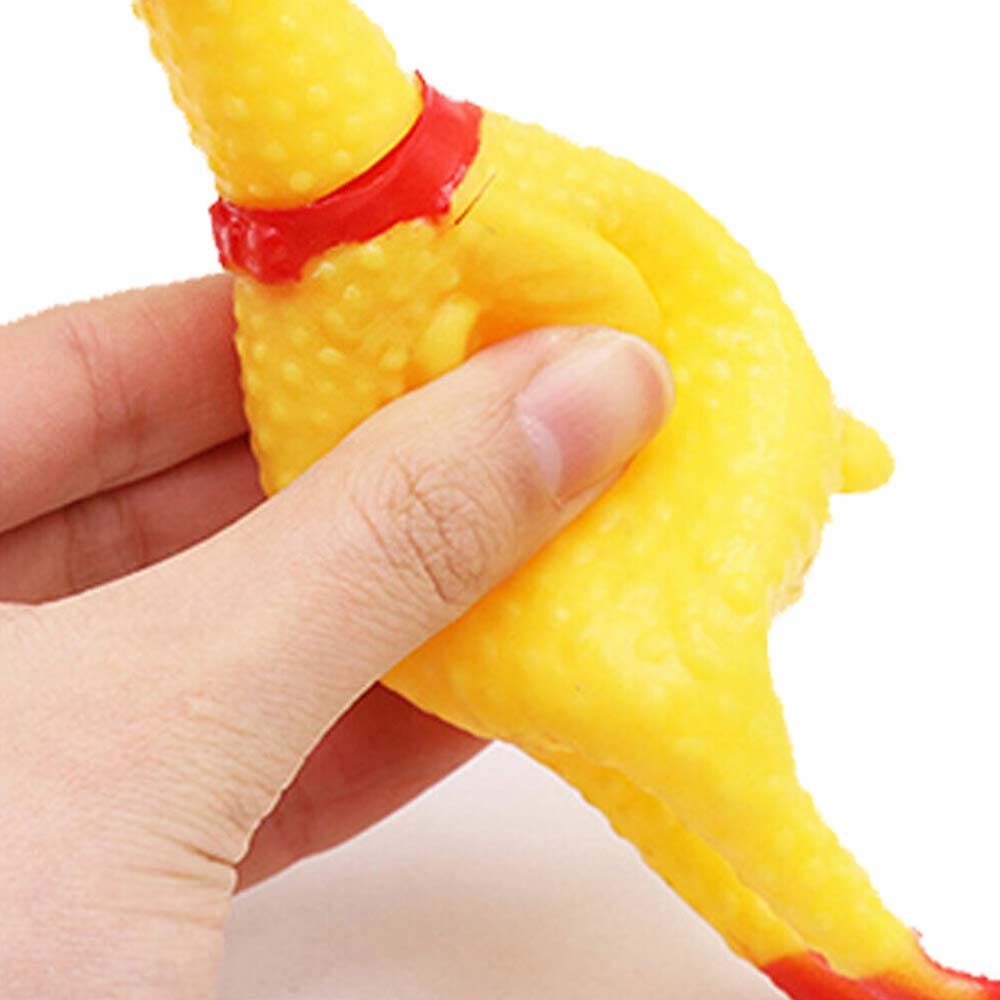 Squeaker Funny Screaming Chicken Toy Squeeze Rubber Chew Dog Bite Shrilling Pet