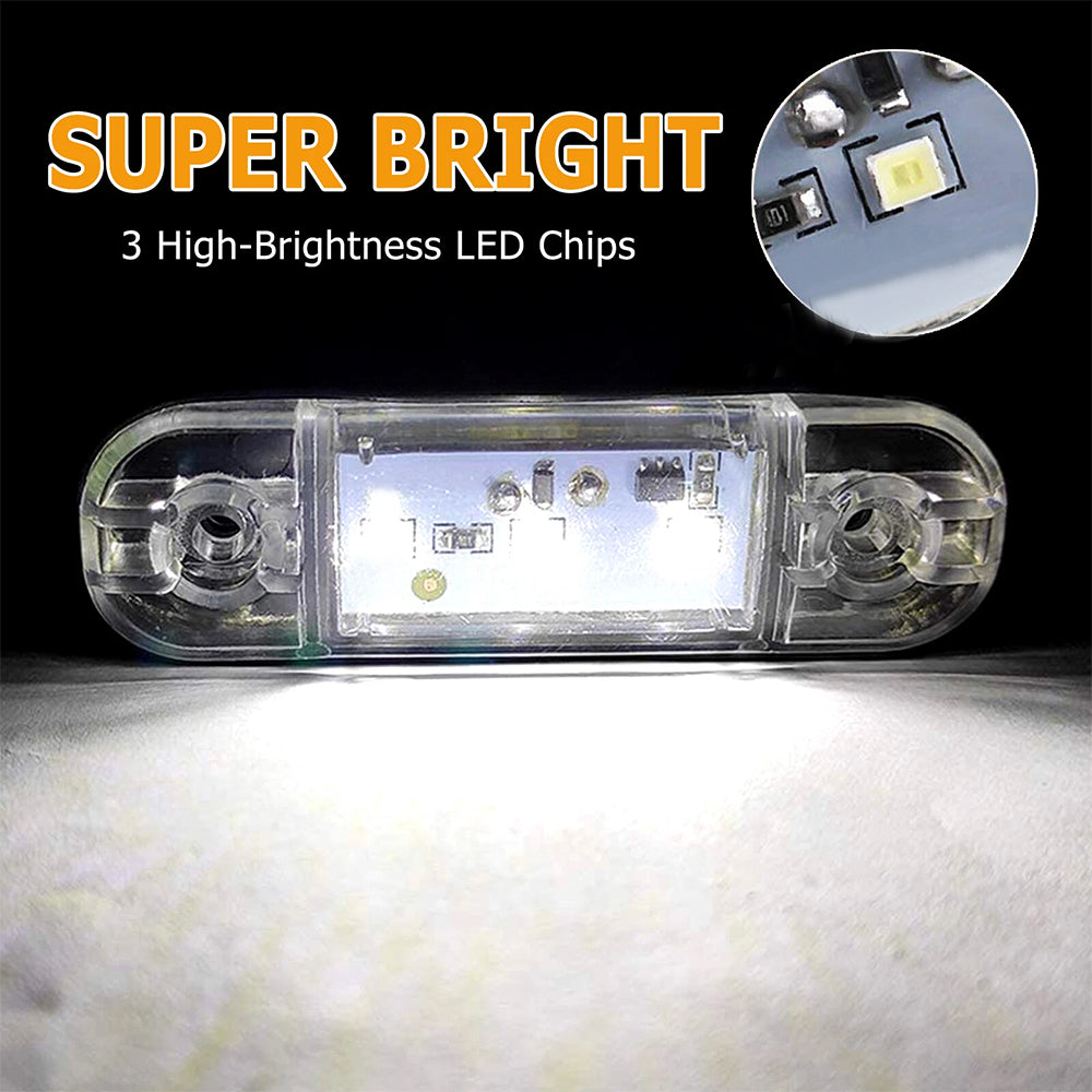 4X 3LED CLEARANCE LIGHTS SIDE MARKER LAMP WHITE TRAILER TRUCK CARAVAN 12V/24V