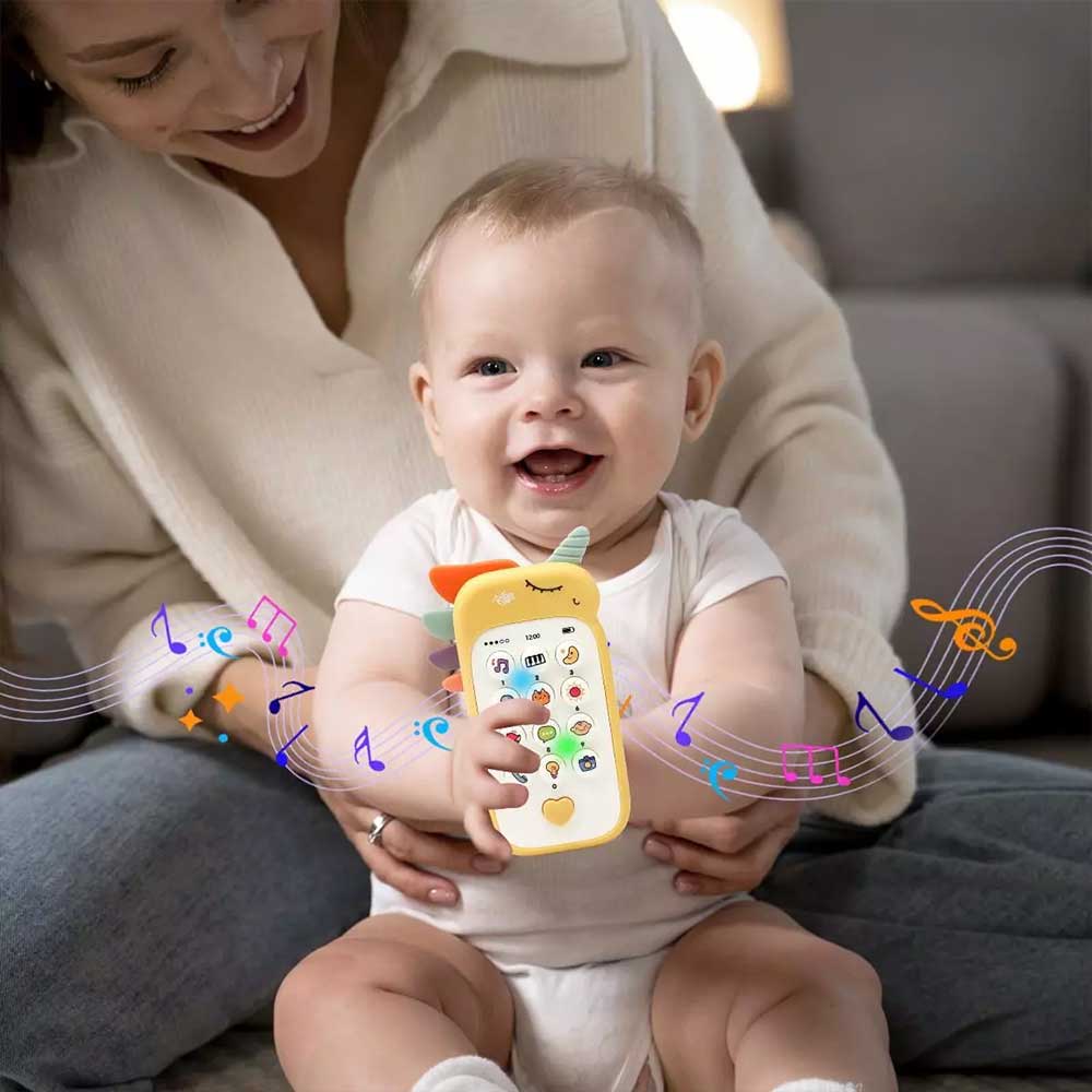 Baby Educational Unicorn Phone Toy Set Lights Music Animal Sounds Dual Language Toddlers