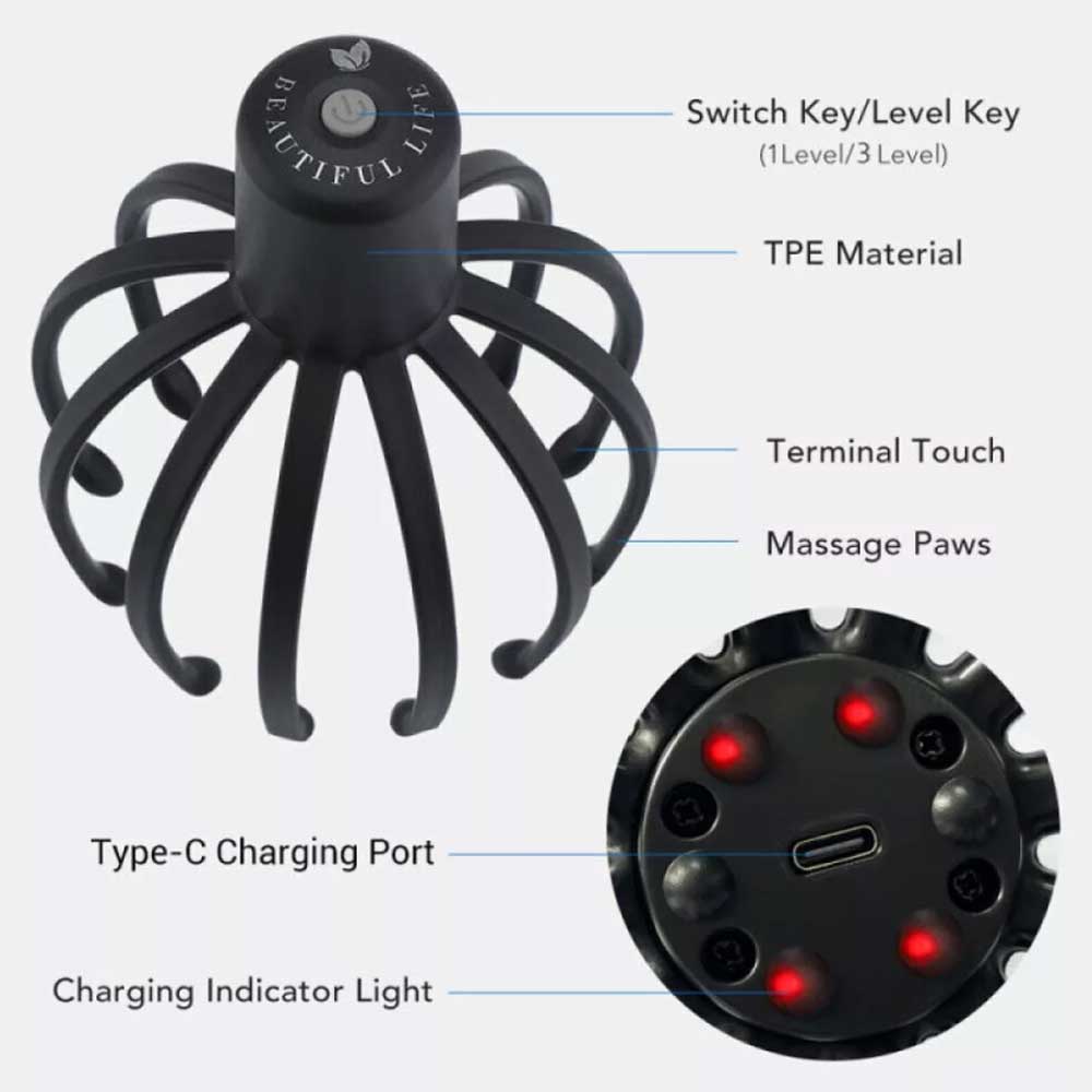 Octopus Scalp Massager, Electric Scalp Massager with 3 Modes Head Massager Relax