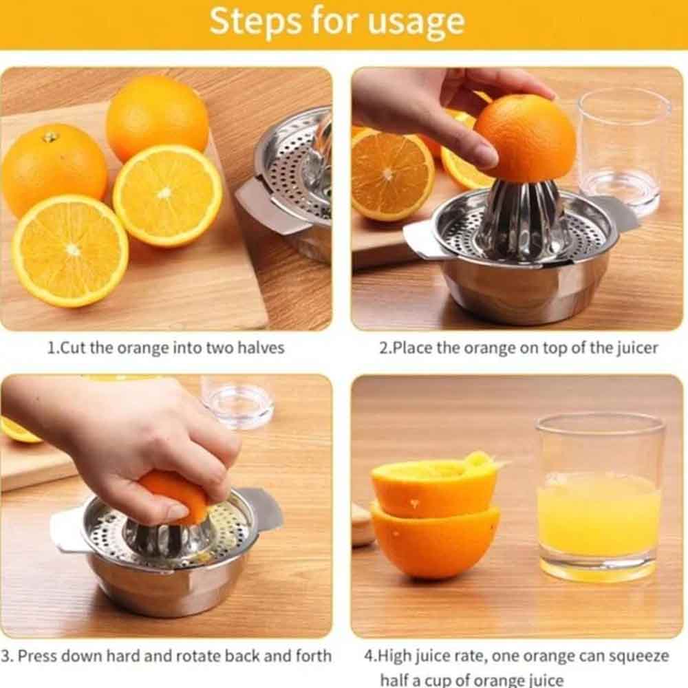Heavy Duty 304 Stainless Steel Citrus Juicer – Manual Lemon & Orange Squeezer, 12cm