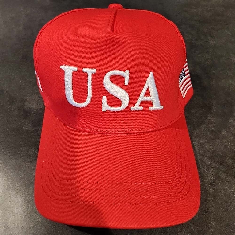Trump USA 45-47 Embroidered Adjustable Cap - Red White Patriotic Hat for Rallies