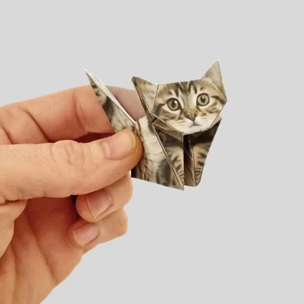DIY Origami Paper Animals - 50 Sheets Pre-Printed Cat, Dog Craft Paper for 3D Figures