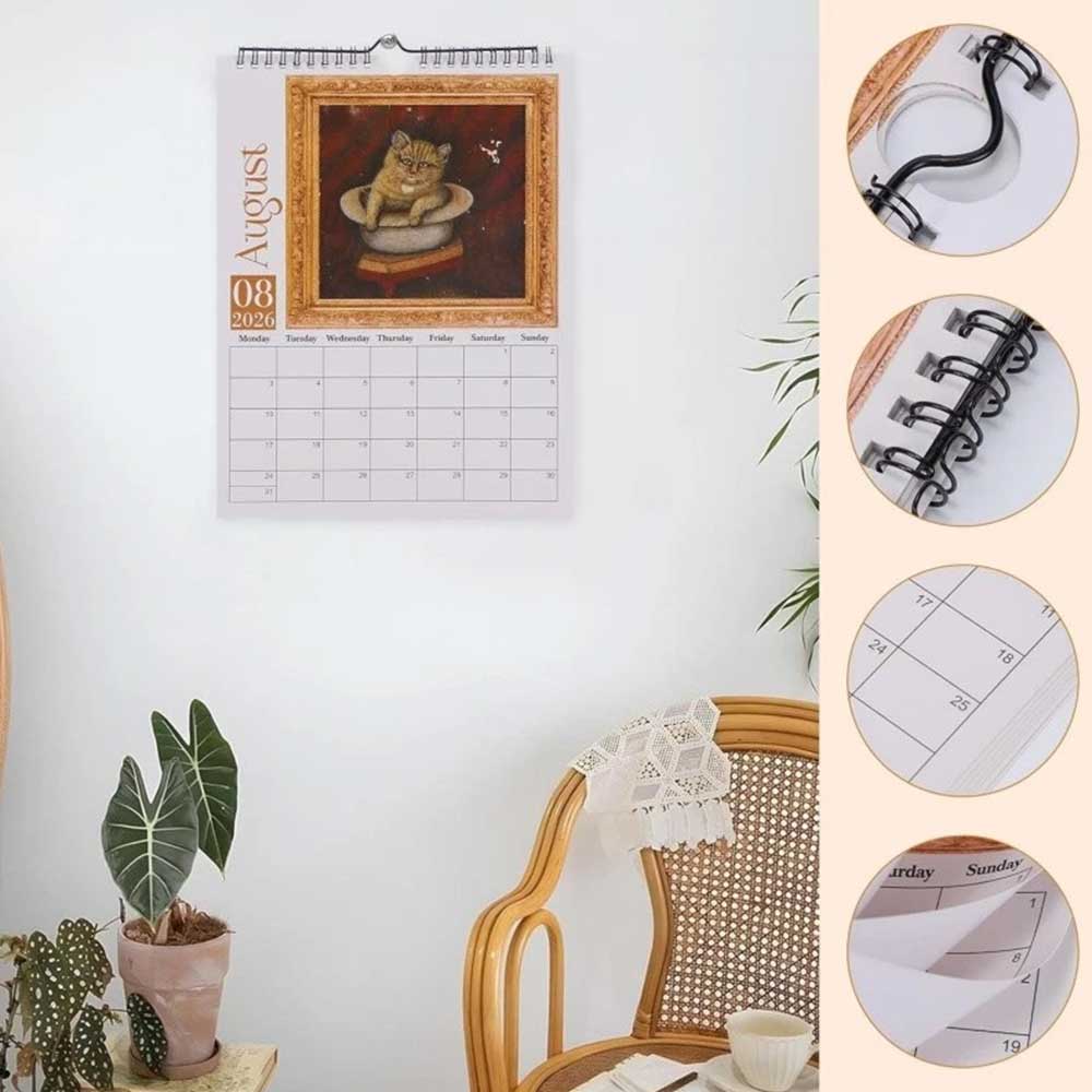 2026 Weird Medieval Cats Calendar - Funny Ugly Cat Art Gag Wall Calendar