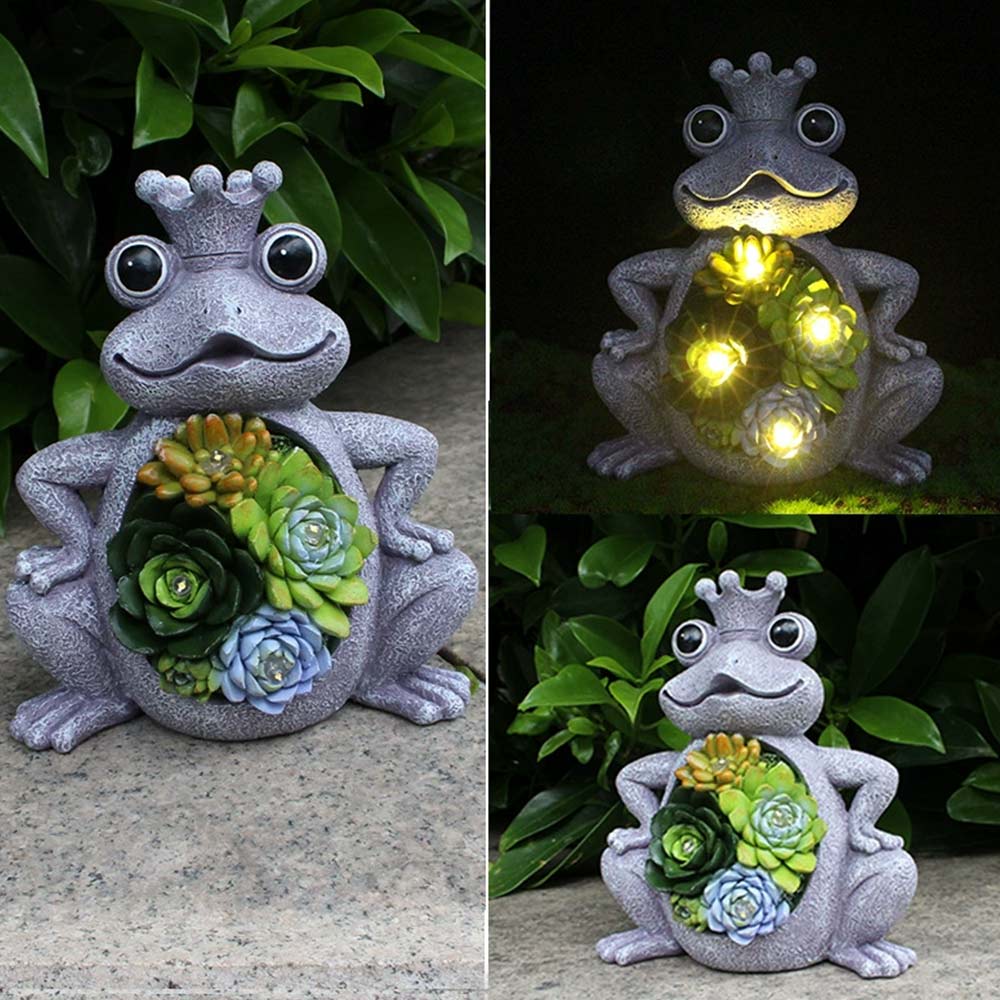 Solar Powered Light Up Fantasy Frog Garden Ornament - Outdoor LED Decor