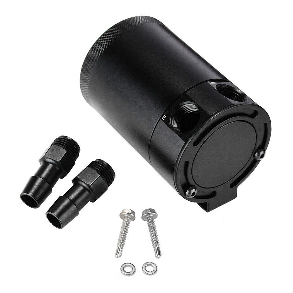 Universal Car Baffled Aluminum Oil Catch Can 2 Port Oil Catch Tank Reservoir
