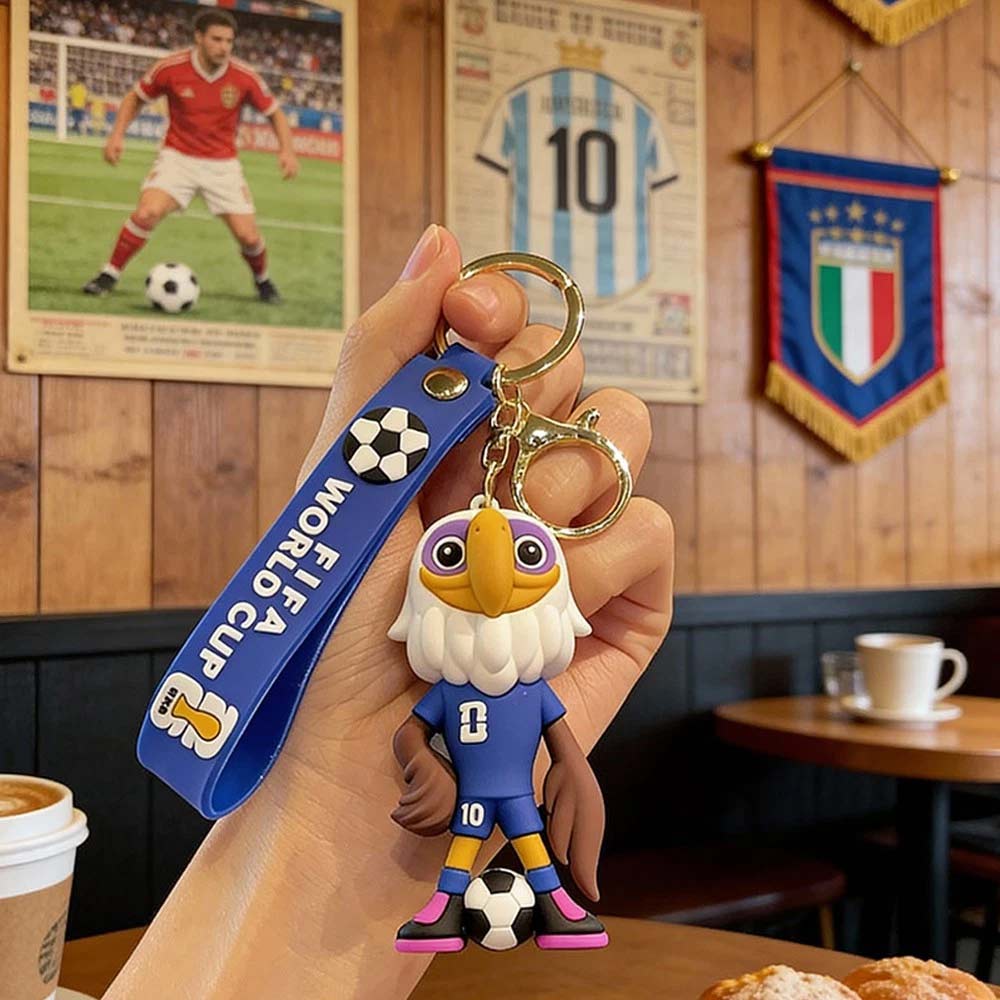 4 Pack 2026 World Cup Mascot Pendant – Football Keychain Memorabilia Keyrings