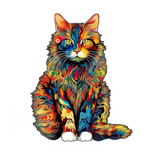 Unique Cat Pattern Wooden Jigsaw Puzzle – Artistic Irregular Shapes Home Decor & Mindful Gift