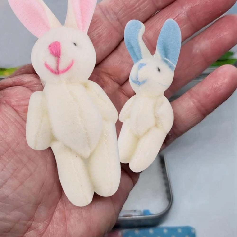 2 Bunnies in Tin Box - Easter Pocket Bunny Hug Plush Toys Ornament for Boys & Girls