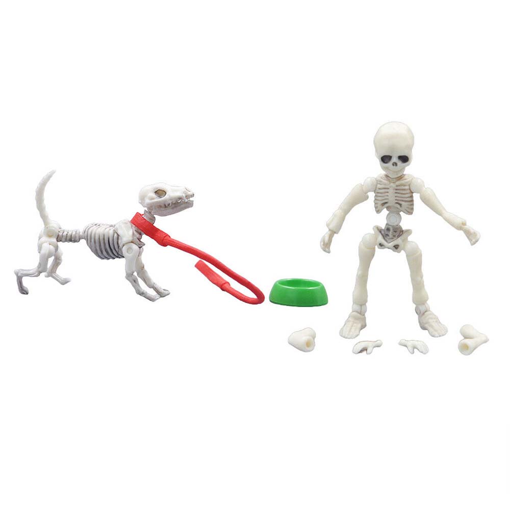 Mini Pose Skeleton Doll Dog Animal Skeleton Bones Halloween Figure Decorations