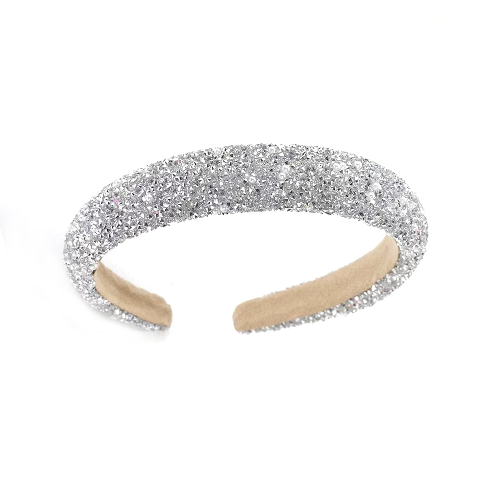 Bling Crystal Pearl Headband - Elegant Sparkly Hair Accessory for Women & Girls