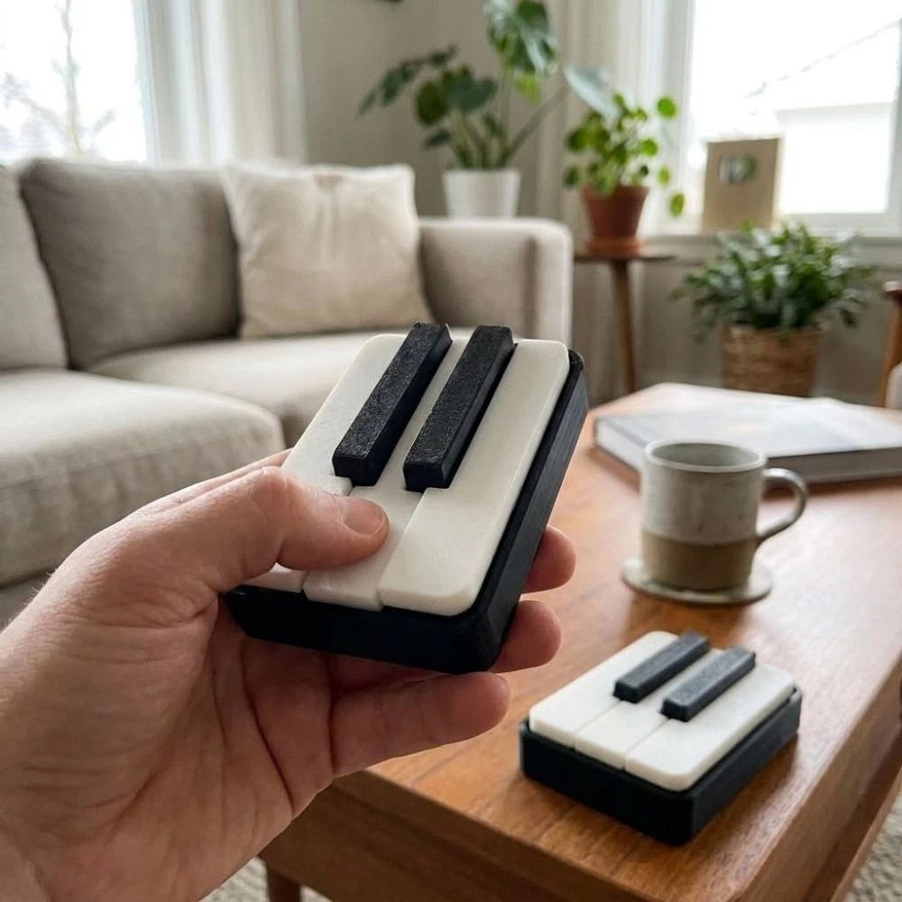 Piano Stress Clicker Keychain – 3D Printed Novelty Keyboard Fidget Toy