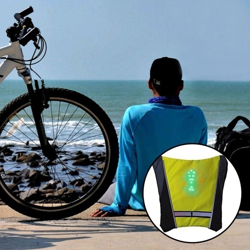 Wireless LED Signal Light Reflective Vest Backpack Remote Control Safety