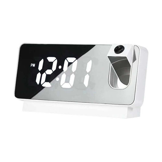 LED Digital Mirror Projection Alarm Clock Time Projector Thermometer Display USB