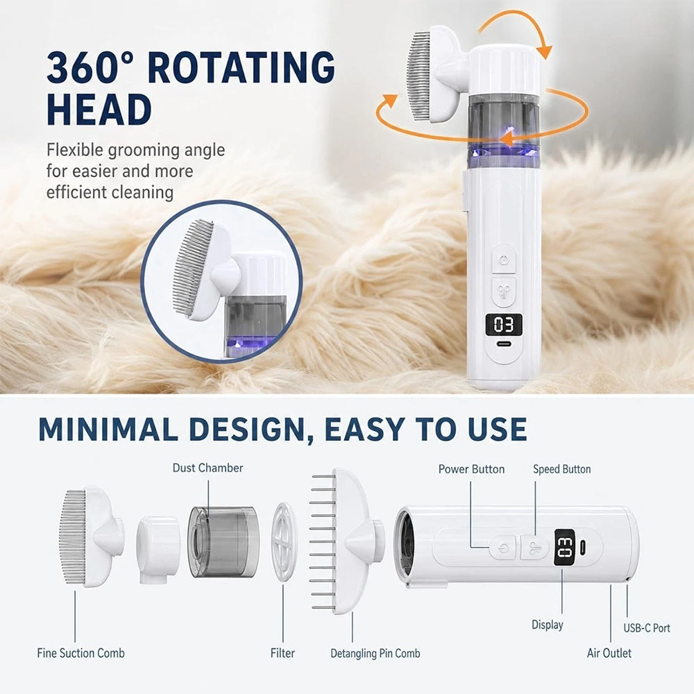 Electric Pet Flea Comb – 2-in-1 Rechargeable Detangling Brush & Lice Comb