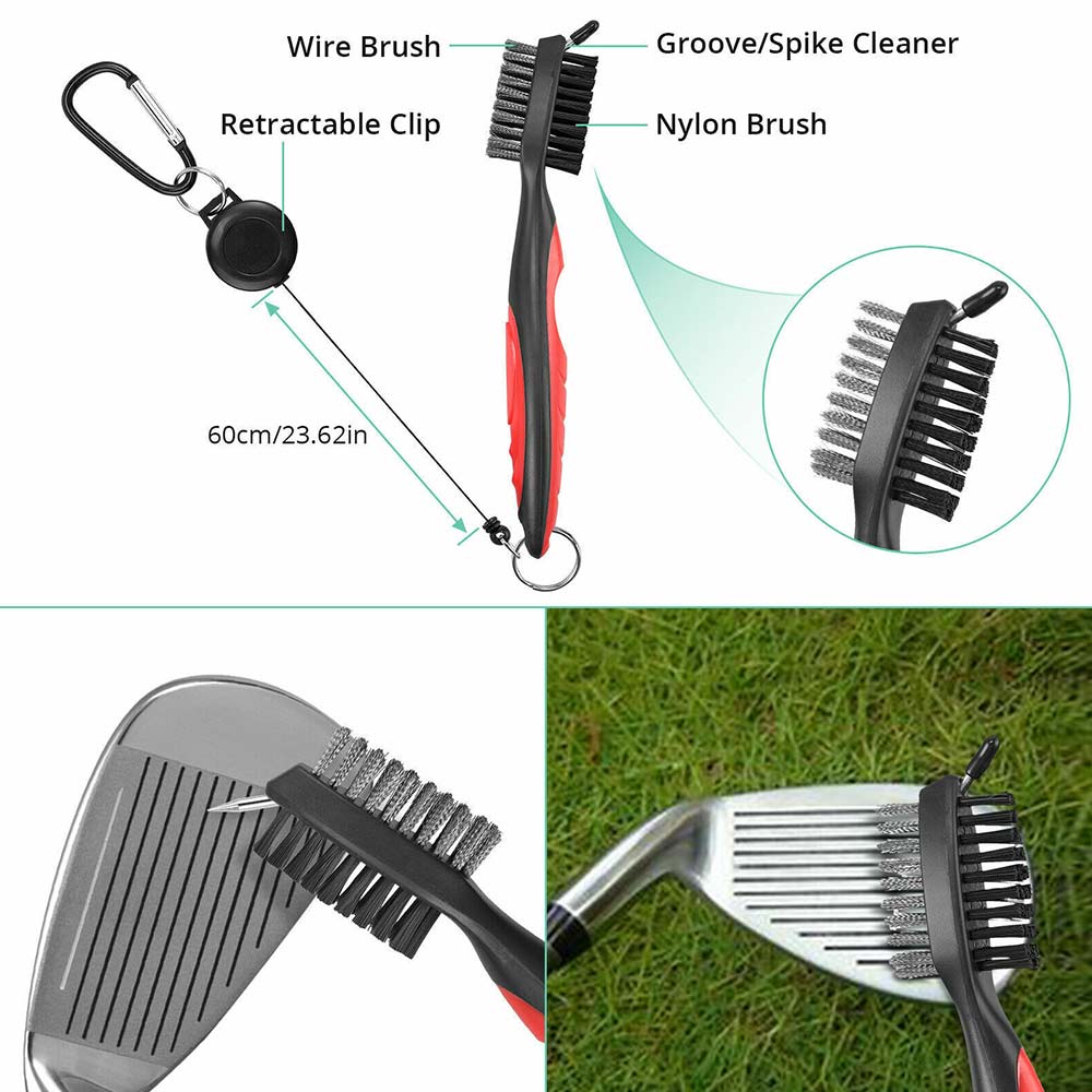 Golf Club Brush Cleaner Groove Cleaning Kit Golf Accessories Gift Set Golf Towel