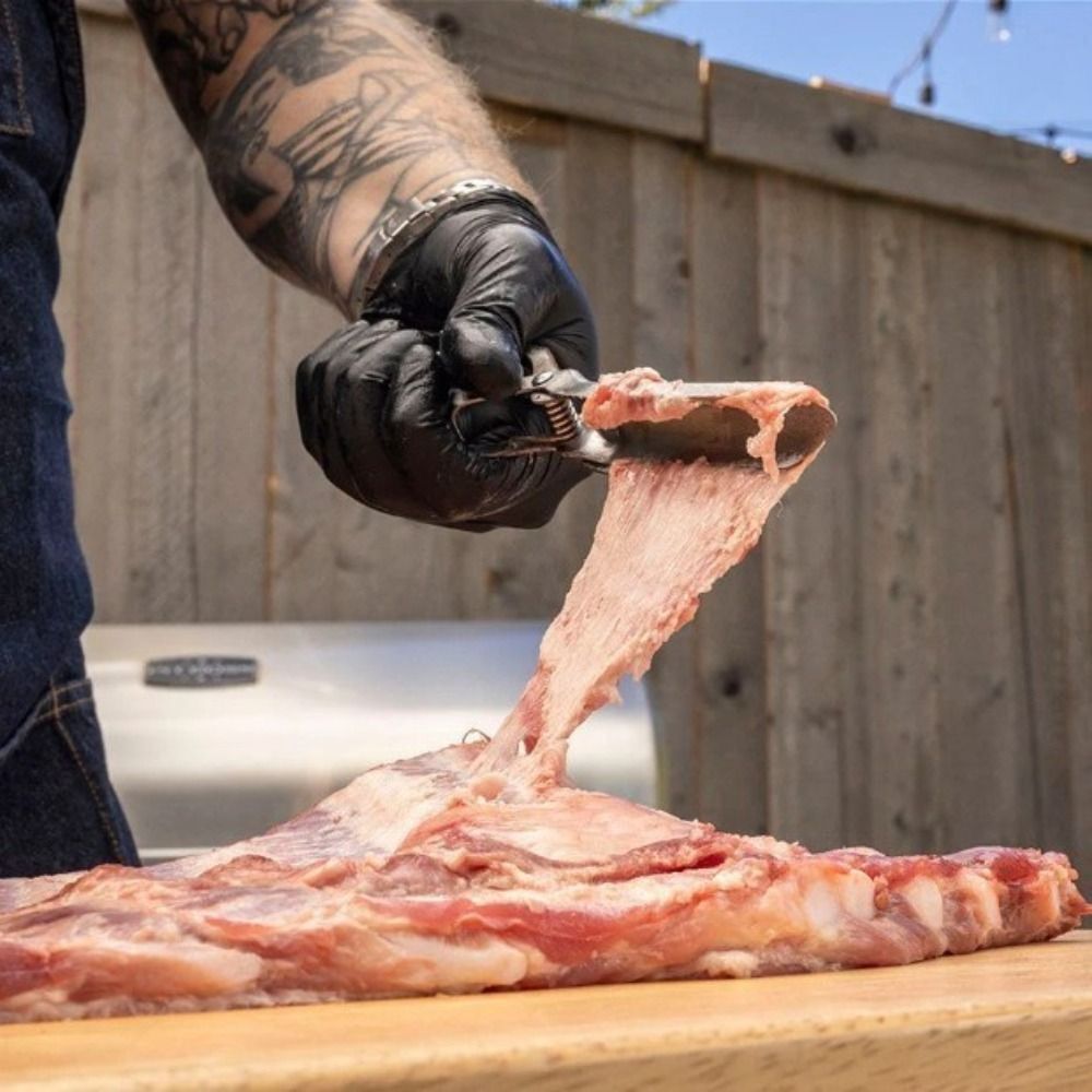 BBQ Easy Rib Membrane Removal Tool – Stainless Steel Meat Peeler for Beef & Pork