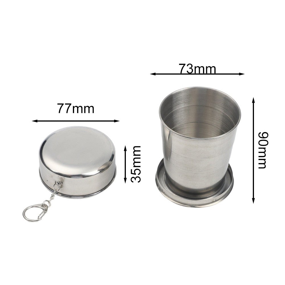 304 Stainless Folding Cup – Telescopic Mug for Campers & Hikers, Portable