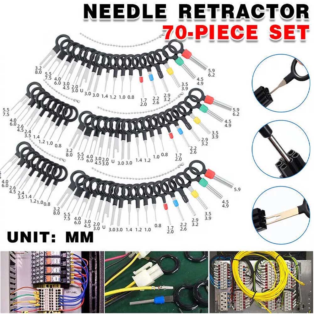 70Pcs Set Pin Ejector Wire Kit Extractor Auto Terminal Removal Connector Tool