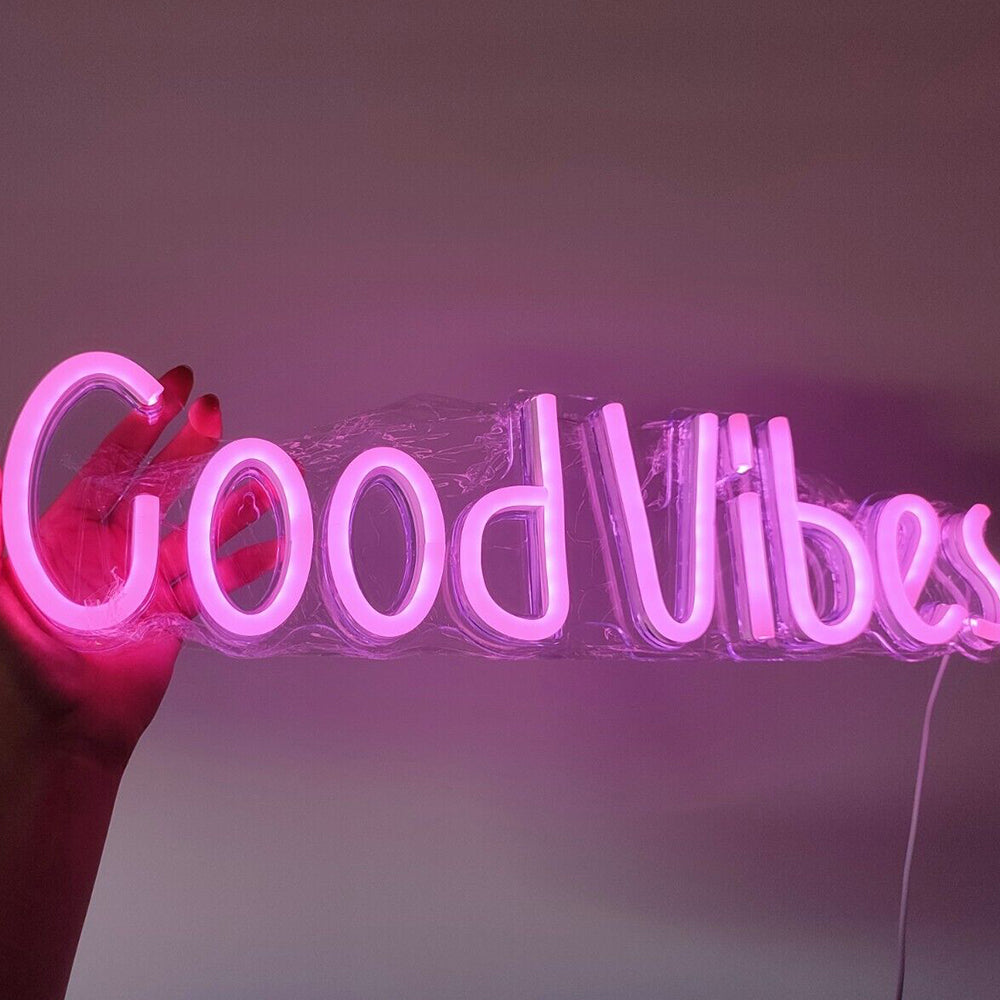 Good Vibes Neon Signs Neon Light for Décor Pink Light Bedroom Beer Bar Pub Hotel