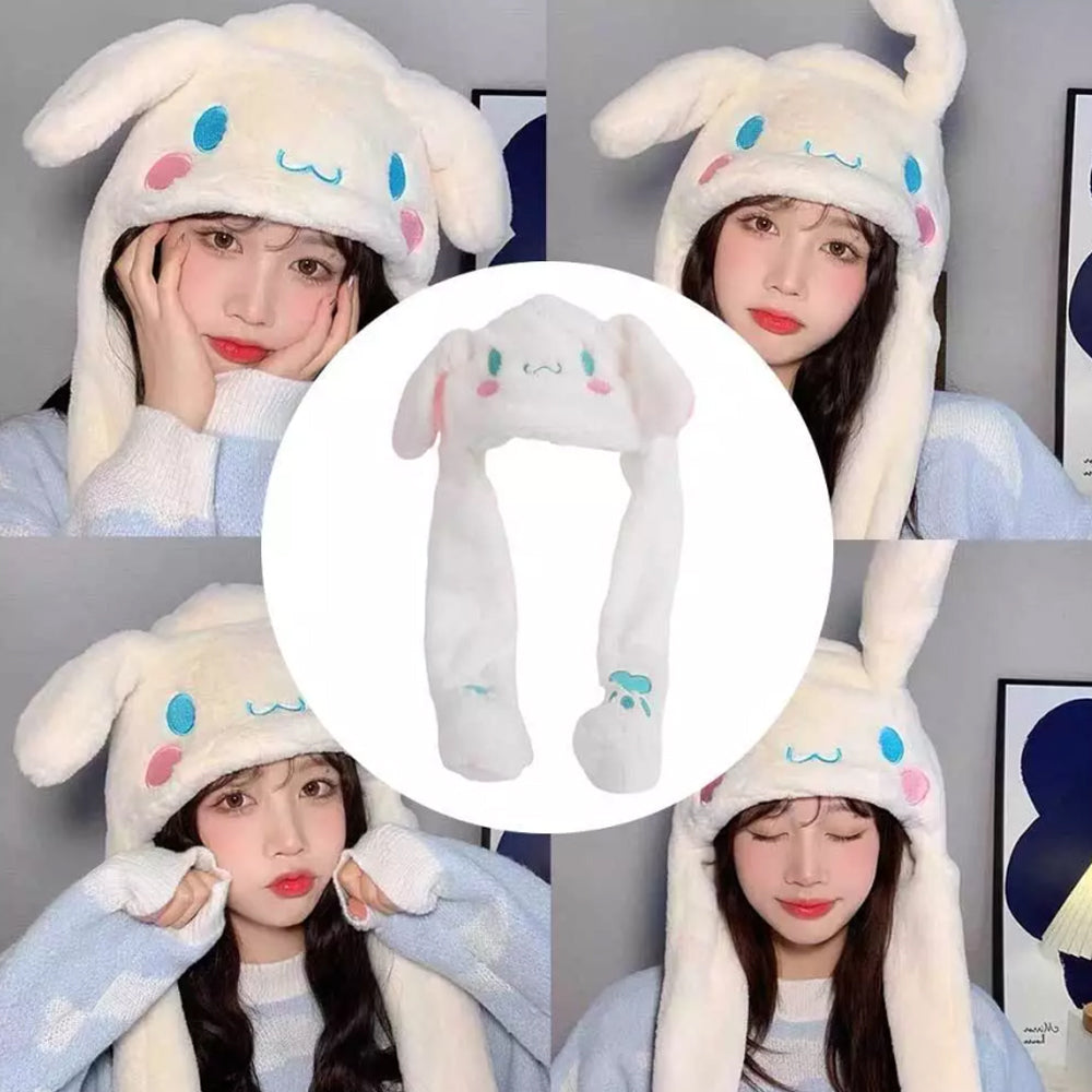 Soft Plush Cap Cute Cinnamoroll Moving UP Ears Hat Cosplay Girl Xmas Gift