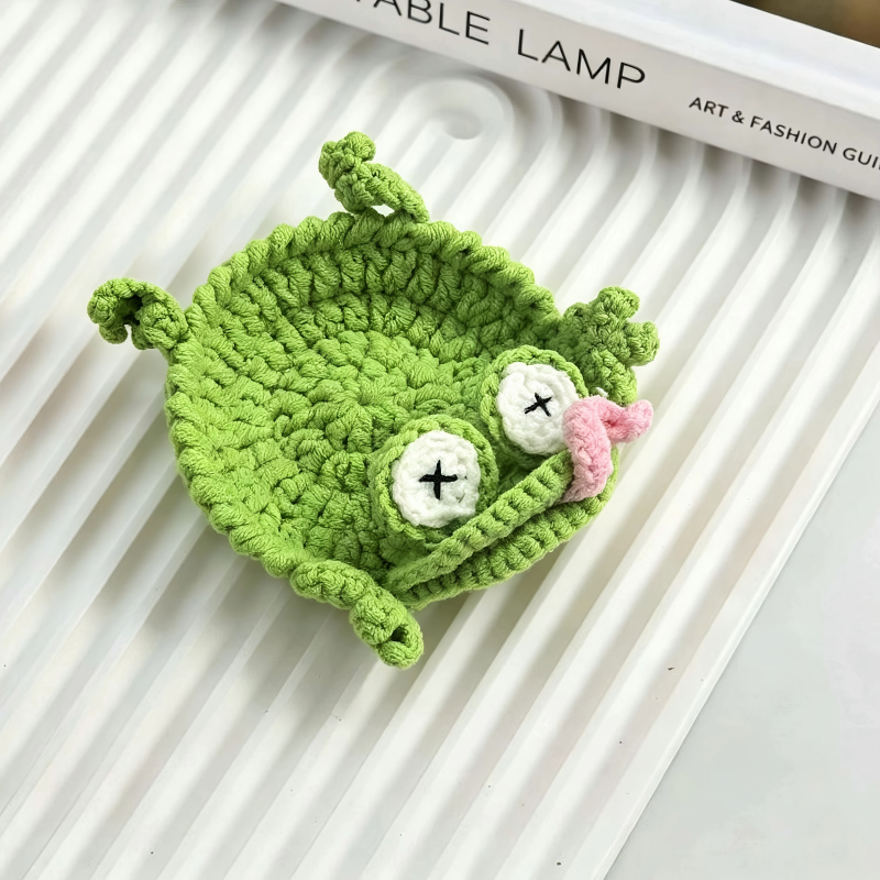 Handmade Crochet 3D Animal Coaster – Cute Knitted Mug Rug, Round Drink Cup Mat